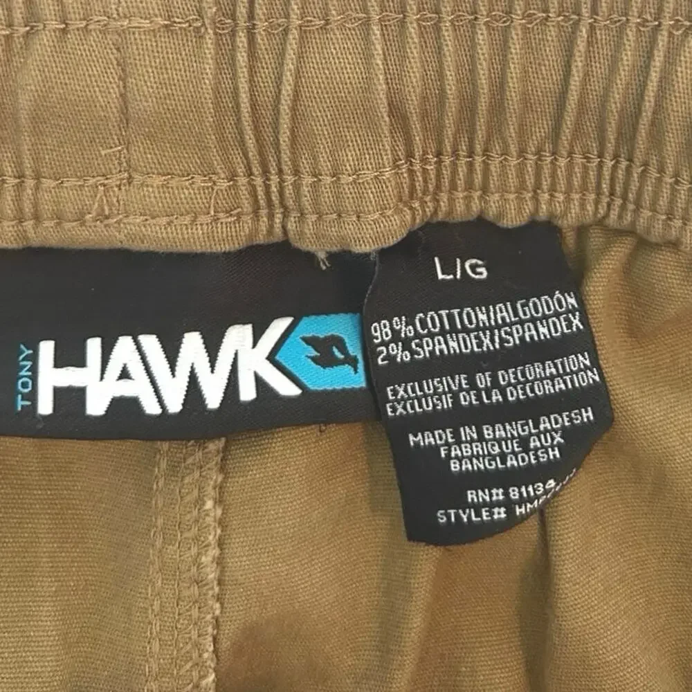 Tony Hawk Men’s Stretch Canvas Joggers Dark Tan Size Large